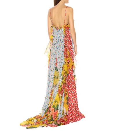 Shop Carolina Herrera Floral Chiffon Gown In Multicoloured