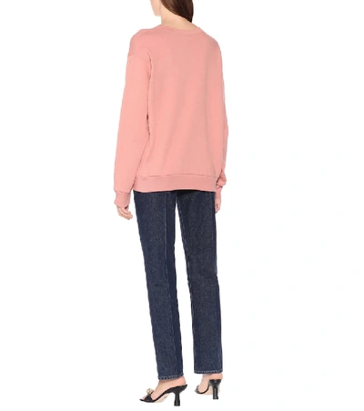 Shop Gucci Appliquéd Logo Cotton Sweatshirt In Pink
