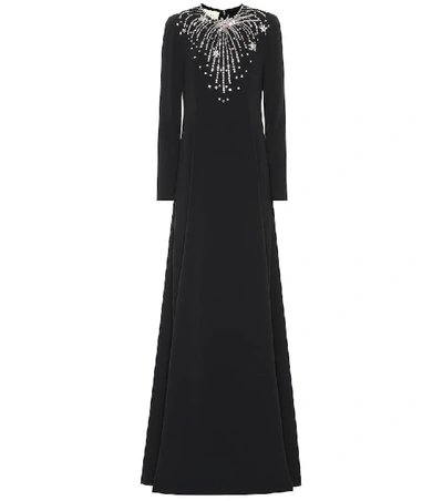 Shop Gucci Crystal Embellished Gown In Black