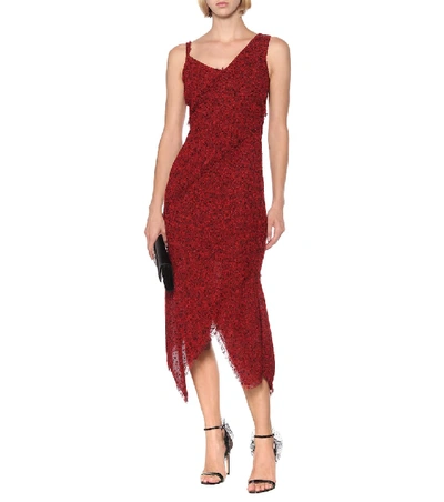 Shop Roland Mouret Amargo Wool-blend Midi Dress In Red