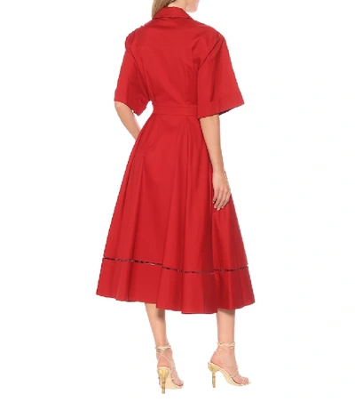 Shop Khaite Chloé Cotton Midi Dress In Red