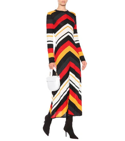 Shop Msgm Wool-blend Maxi Dress In Multicoloured