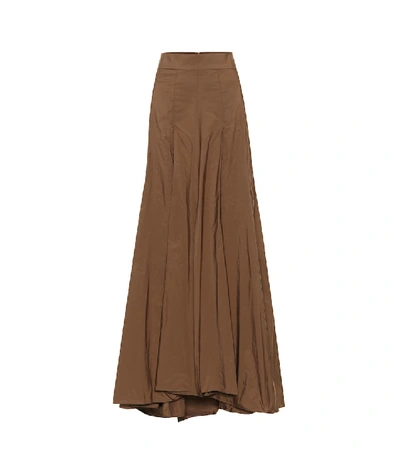 Shop Brunello Cucinelli Silk-blend Maxi Skirt In Brown