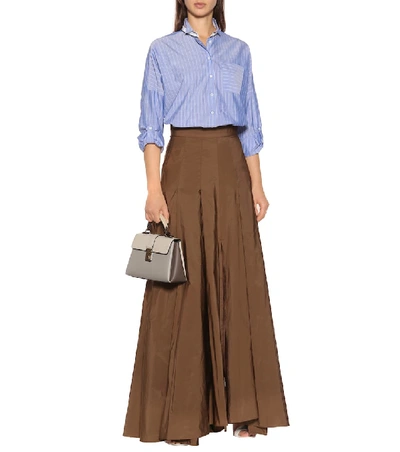 Shop Brunello Cucinelli Silk-blend Maxi Skirt In Brown