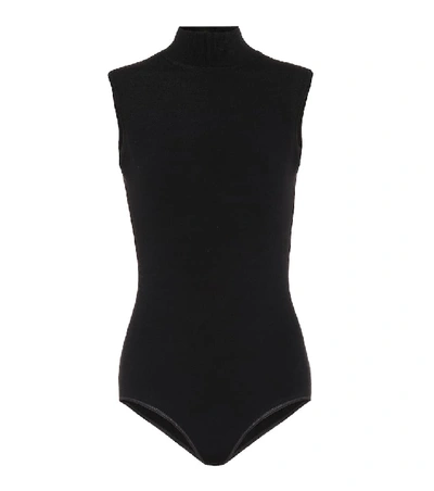 Shop Alaïa Turtleneck Wool-blend Bodysuit In Black