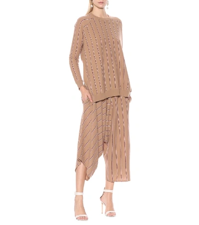 Shop Stella Mccartney Cutout Wool Sweater In Brown