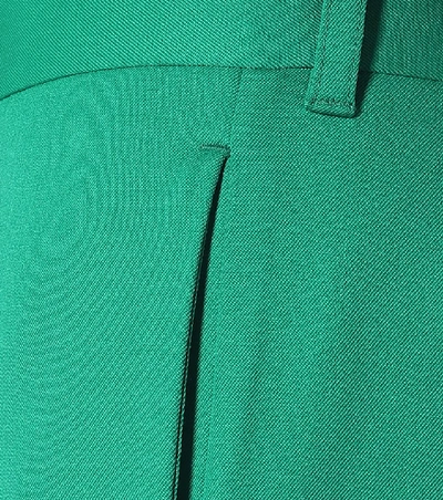 Shop Balenciaga High-rise Stretch-wool Straight Pants In Green