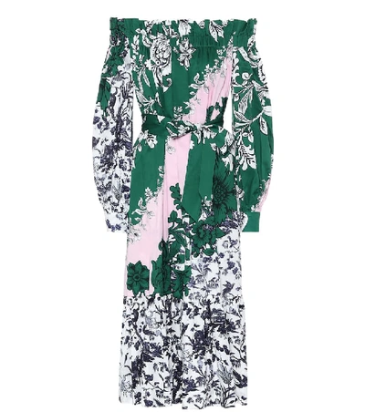 Shop Erdem Brigida Floral Cotton Dress In Green