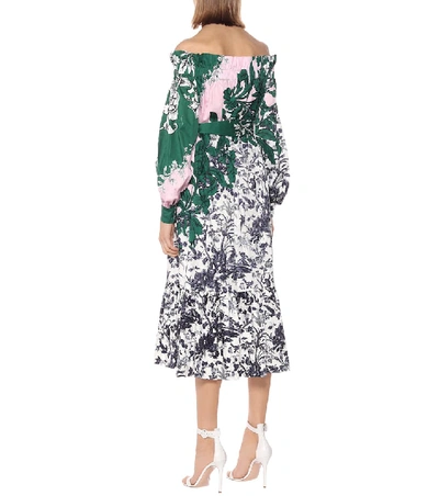 Shop Erdem Brigida Floral Cotton Dress In Green