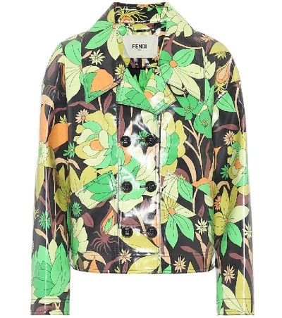 Shop Fendi Floral Coated-cotton Jacket In Green