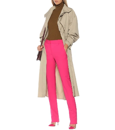 Shop Victoria Beckham Mid-rise Wool-blend Skinny Pants In Pink