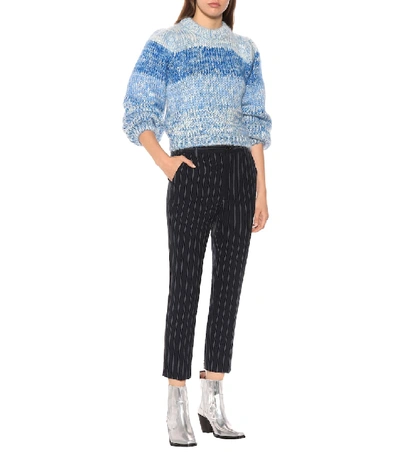 Shop Ganni Wool And Mohair Sweater In Blue