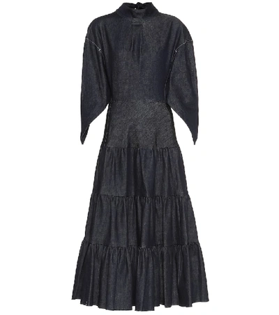 Shop Chloé Denim Maxi Dress In Blue