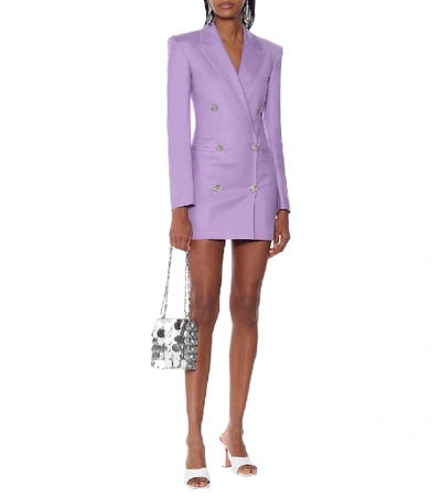 Shop Attico Stretch-cotton Minidress In Purple