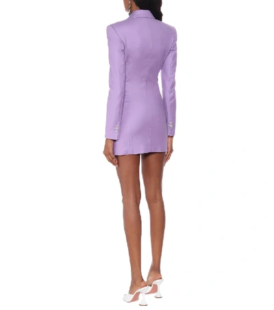 Shop Attico Stretch-cotton Minidress In Purple