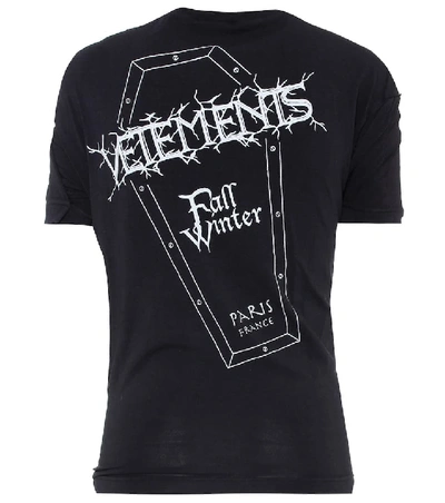 Shop Vetements Printed Cotton T-shirt In Black