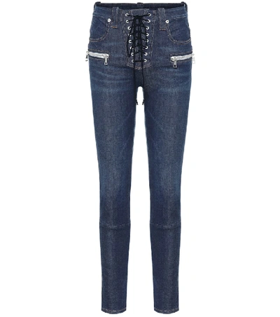 Shop Ben Taverniti Unravel Project Lace-up Skinny Jeans In Blue