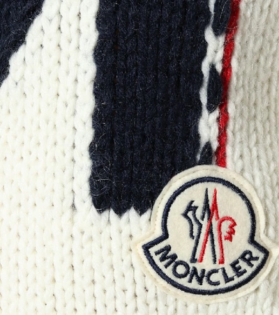 Shop Moncler Intarsia Turtleneck Sweater In White