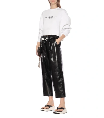 Shop Givenchy Cropped High-rise Leather Pants In Black