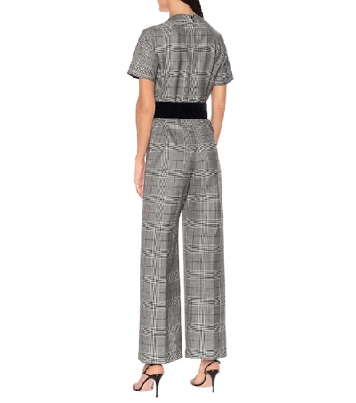 Shop Gucci Checked Wool Jumpsuit In Grey