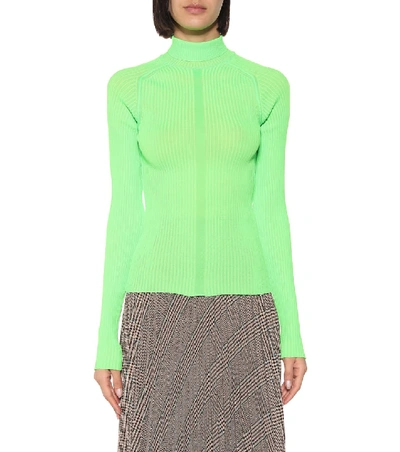 Shop Acne Studios Ribbed Turtleneck Top In Green