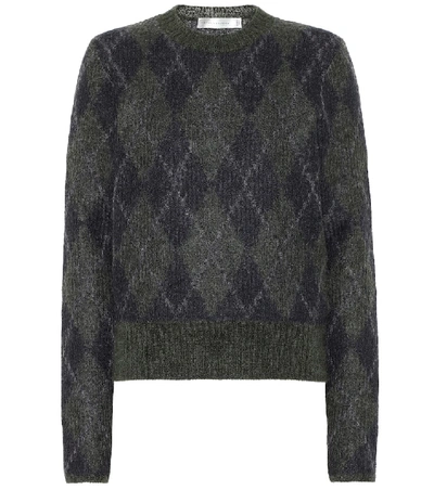 Shop Victoria Beckham Mohair-blend Argyle Sweater In Blue