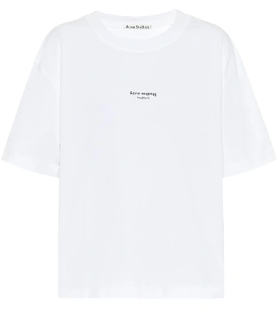 Shop Acne Studios Logo Cotton-jersey T-shirt In White