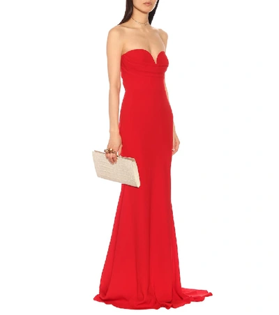 Shop Alex Perry Ayer Crêpe Satin Gown In Red
