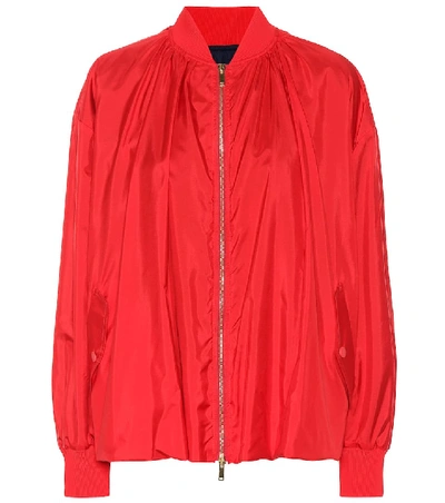 Shop Valentino Silk Bomber Jacket In Red