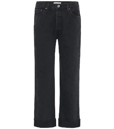 Shop Re/done '90s Loose Mid-rise Straight Jeans In Black