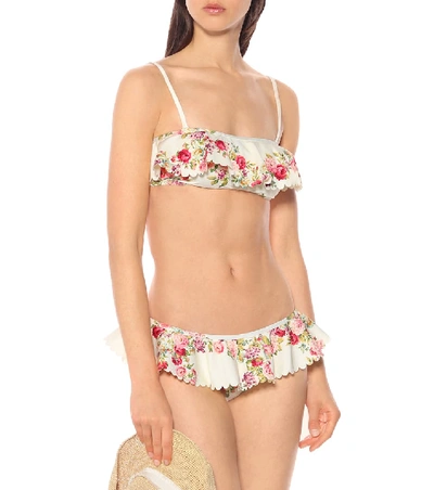 Shop Zimmermann Honour Floral Bandeau Bikini Top In White