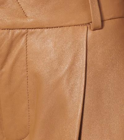 Shop Vince Cropped Wide-leg Leather Pants In Brown