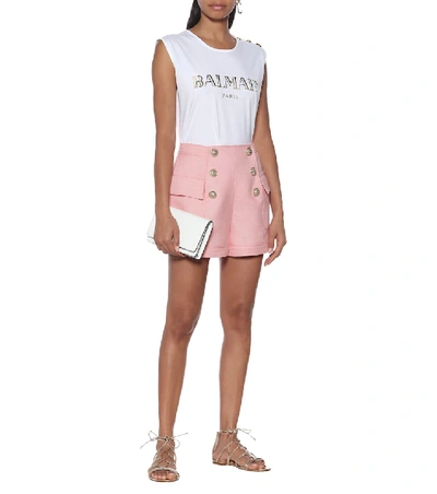 Shop Balmain High-rise Shorts In Pink