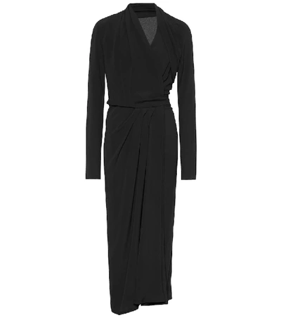 Shop Rick Owens Silk-blend Crêpe Wrap Dress In Black