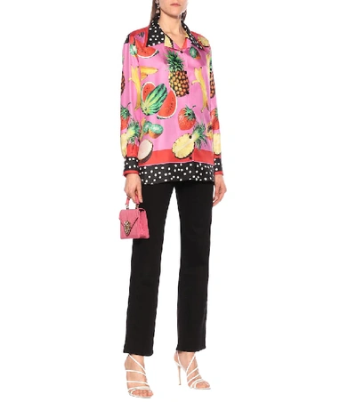 Shop Dolce & Gabbana Printed Silk-faille Shirt In Pink