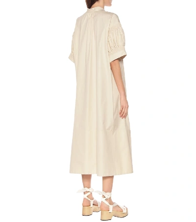 Shop Jil Sander Cotton-poplin Midi Dress In Beige