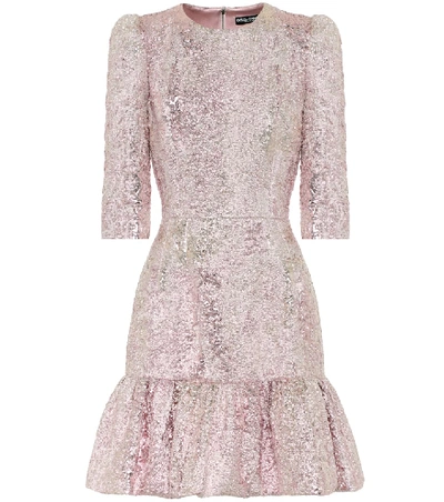 Shop Dolce & Gabbana Lamé Jacquard Minidress In Pink