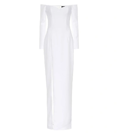 Shop Rasario Crêpe Corset Gown In White
