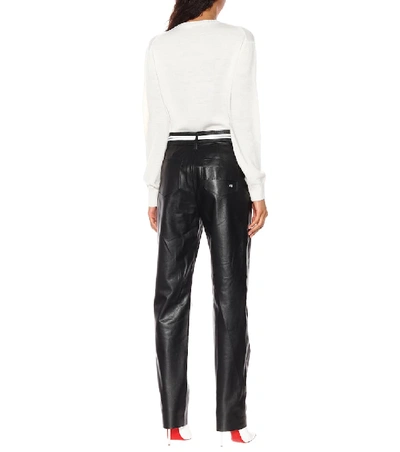 Shop Victoria Beckham High-rise Straight Leather Pants In Black