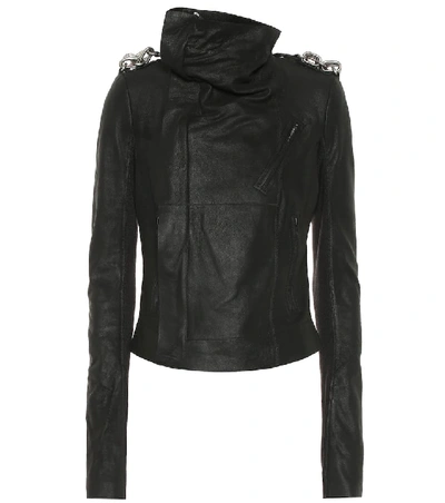 Shop Rick Owens Embellished Biker Leather Jacket In Black