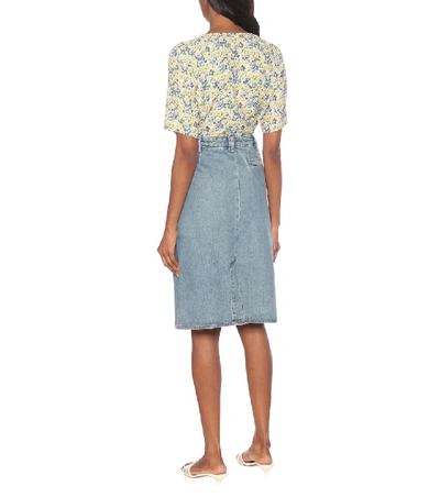 Shop Apc Nevada Denim Midi Skirt In Blue