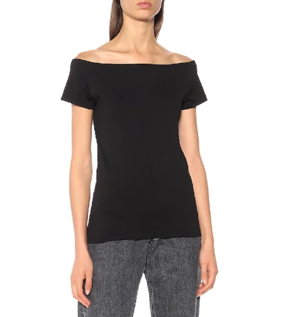 Shop Helmut Lang Off-the-shoulder Stretch Knit Top In Black