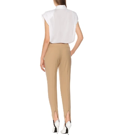 Shop Givenchy Mid-rise Wool Stirrup Pants In Beige