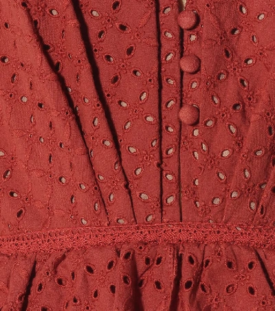 Shop Johanna Ortiz Dandyism Spice Cotton Midi Dress In Red