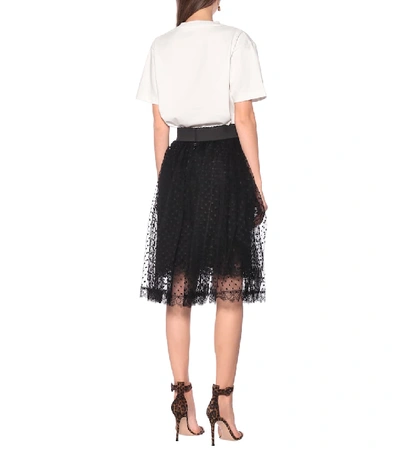 Shop Dolce & Gabbana Dotted Lace-trimmed Tulle Skirt In Black