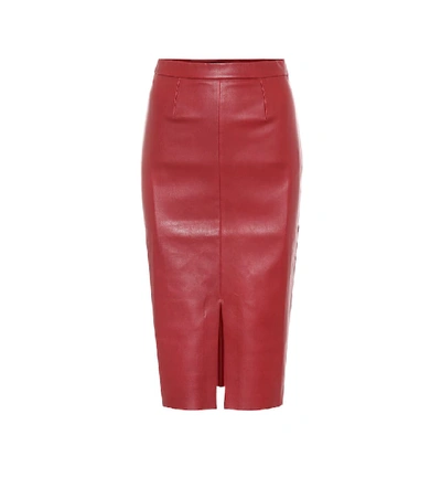 Shop Stouls Carmen Leather Midi Skirt In Red