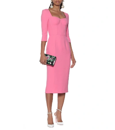 Shop Dolce & Gabbana Cady Midi Dress In Pink