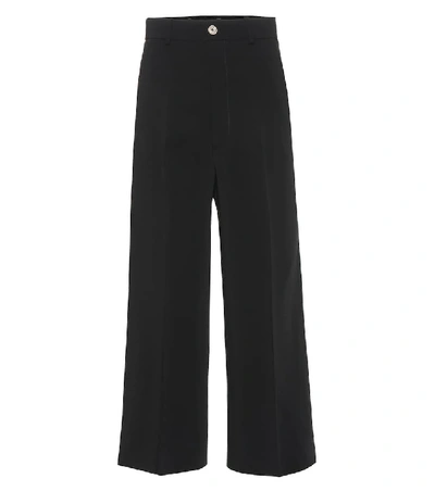 Shop Gucci Stretch Crêpe Wide-leg Pants In Blue