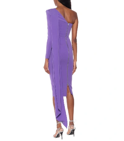 Shop Alex Perry One-shoulder Crêpe Midi Dress In Purple