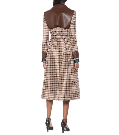 Shop Gucci Checked Wool-blend Coat In Brown